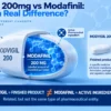 Cutaway illustration showing Modvigil 200 as a finished product containing modafinil as its active ingredient