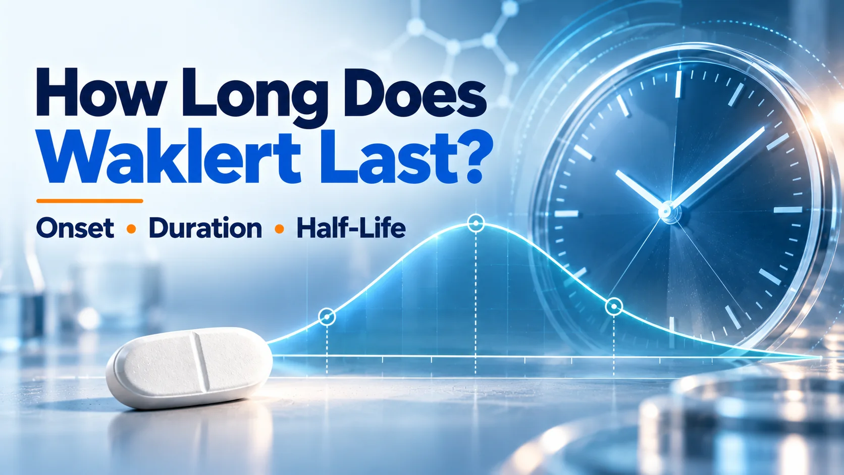How long does Waklert last? Illustration of armodafinil timing, duration and half-life